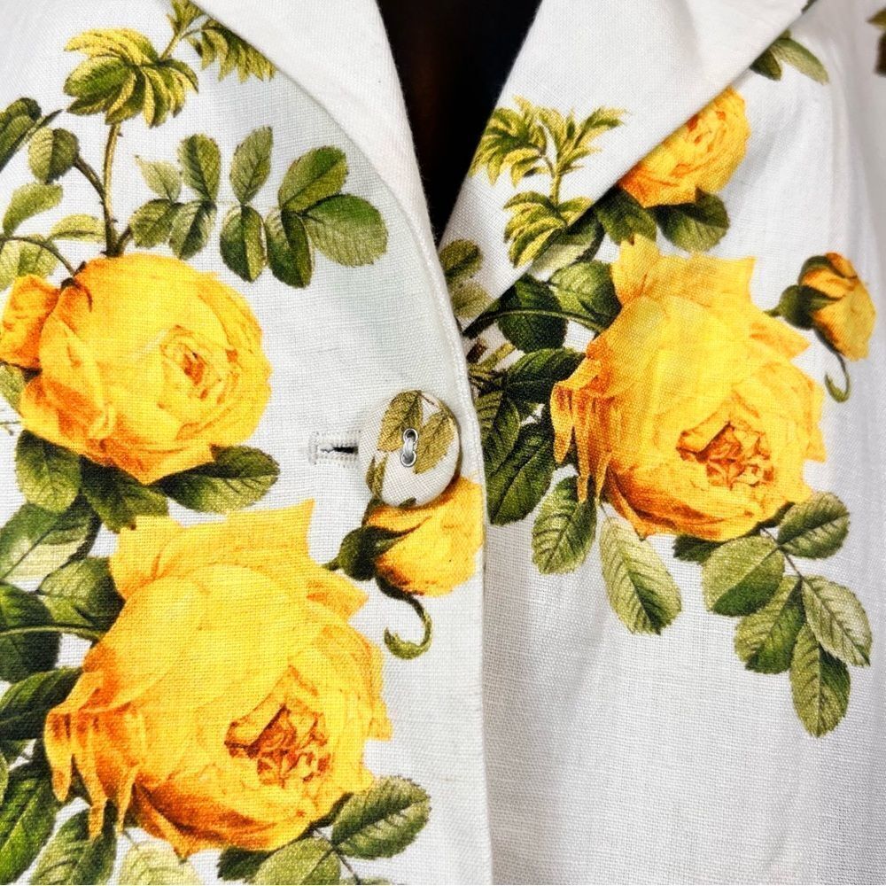 Anthropologie Payal Pratap Floral Longline Linen Blazer Jacket - Picture 6 of 13